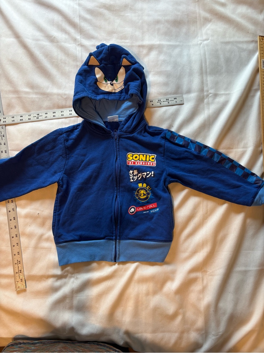 Nickelodeon Sonic Blue Kids Zip-Up Hoodie with Character Hood